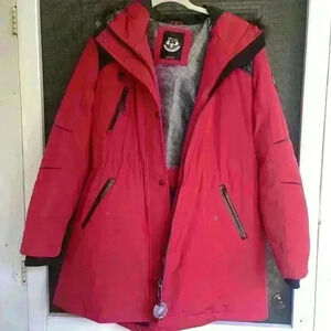 Artic Expedition Red XL Hooded Everest Faux Fur Park Full Zip Jacket
